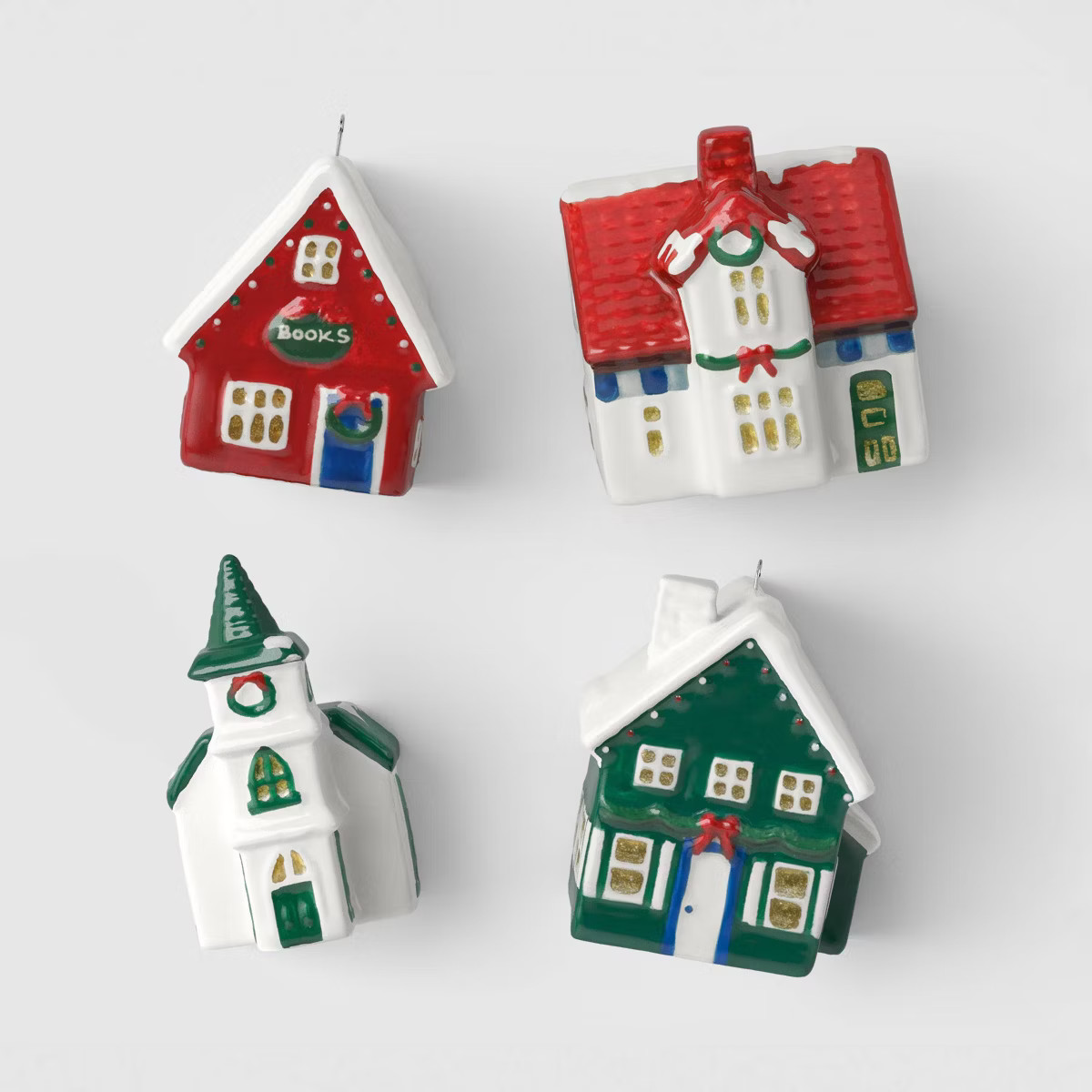 Set of 4 Ceramic Village Christmas Ornaments - Threshold™ | Target