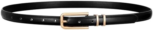 Women Skinny Leather Belt Thin Waist Belt for Women Jeans Dress Fashion Ladies Belt with Gold Buc... | Amazon (US)