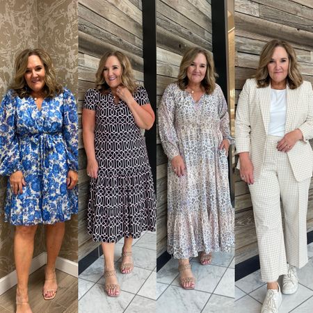 Dress try-on at Dillards. 

Blue floral size 16
Black/blush tiered knit size L
Blush and mauve maxi size L
Suit size 14 both pieces. 

Spring dresses, Easter outfits, spring suit, 

#LTKworkwear #LTKSeasonal #LTKwedding