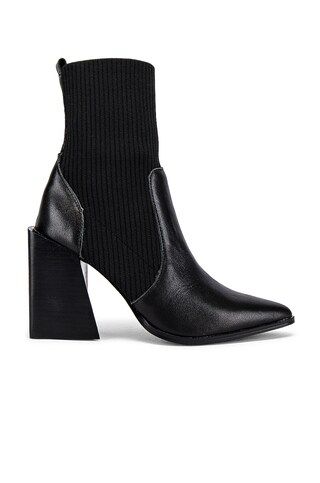 Steve Madden Tackle Sock Bootie in Black Leather from Revolve.com | Revolve Clothing (Global)