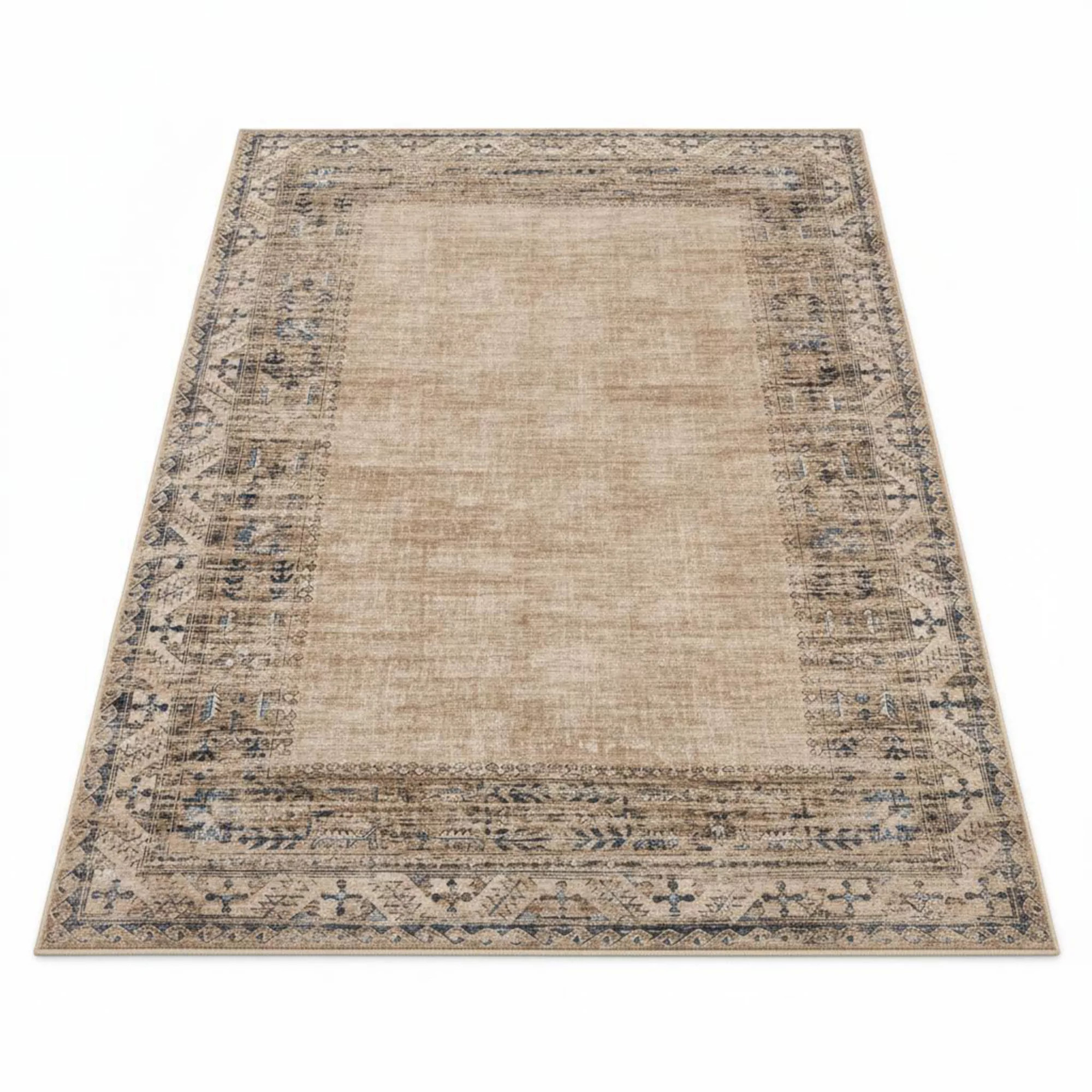Modern Washable Rug，Vintage Solid Rugs，Non-Shedding Stain Resistant Bordered Carpet | Kohl's