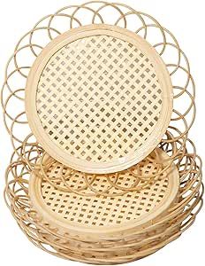 SoBoho Handmade Rattan Coasters for Cottagecore Room Decor - Boho Coasters for Boho Living Room D... | Amazon (US)