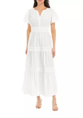 Women's Flutter Sleeve Waisted Tiered Dress | Belk