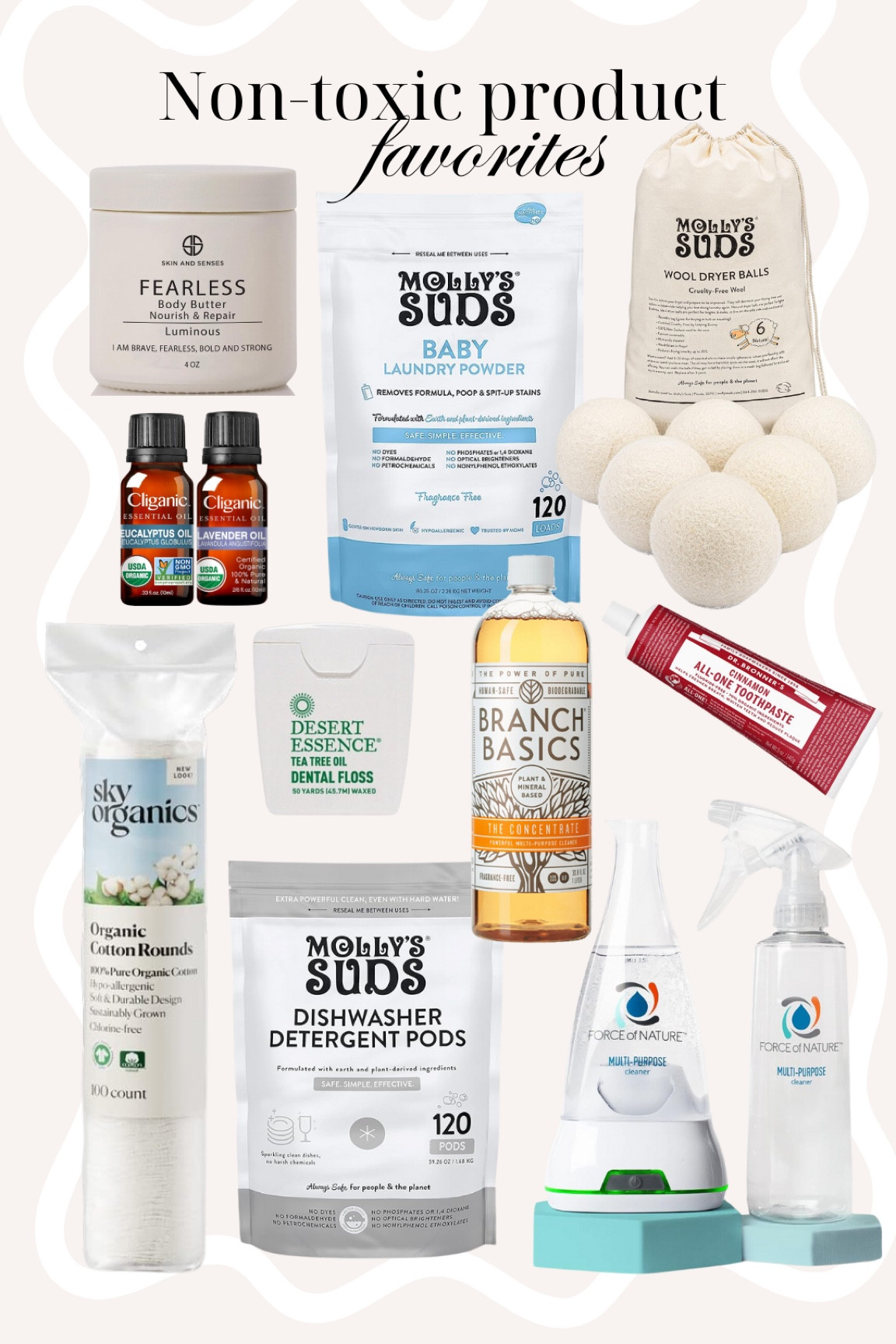 Non-toxic product favorites!
Skin & Senses bod my butter, Molly Suds, wool dryer balls, essential oil, floss, cotton rounds, Branch Basics, nontoxic toothpaste

#LTKfindsunder100 #LTKhome #LTKMostLoved
