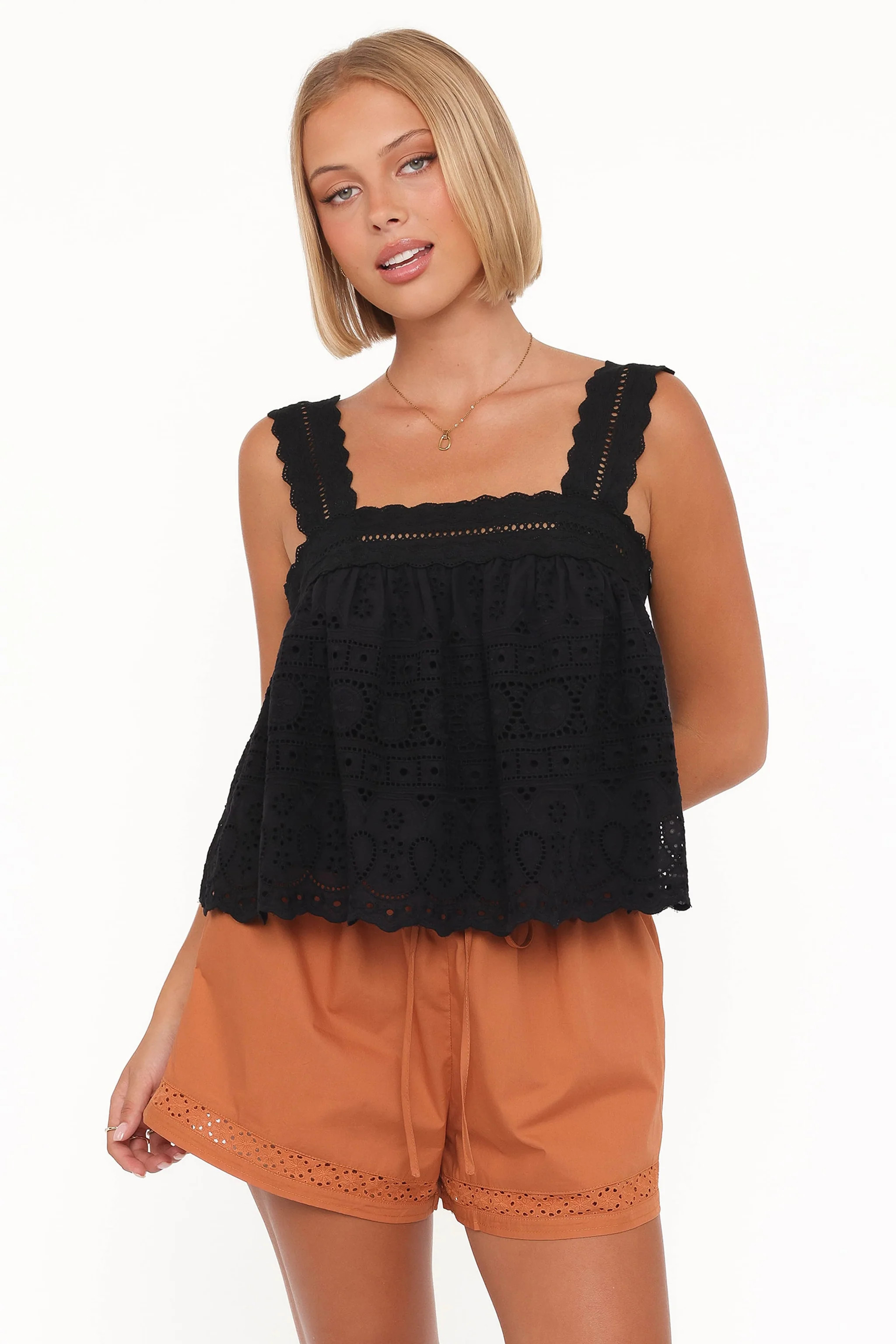 Aideen Eyelet Top - Black | Petal & Pup (US)