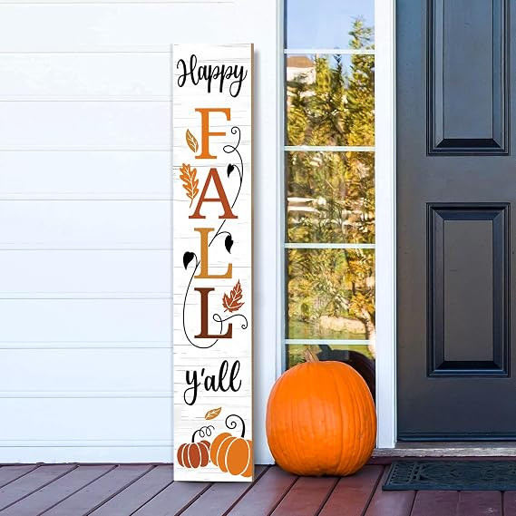 Happy Fall Y'all Wooden Porch Sign 47" Thanksgiving Large Welcome Porch Sign for Pumpkin Sign Aut... | Amazon (US)