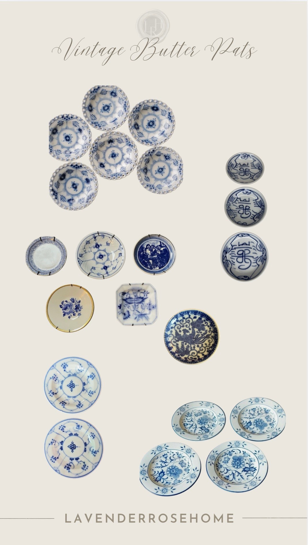 Sweet vintage butter pats, add them to a plate wall, gallery wall or use them as trinket dishes or coasters.

Vintage Finds. Blue & White. Collected Home. Plate Wall. Gallery Wall. Chinoiserie. Lavender Rose Home.

#LTKHome