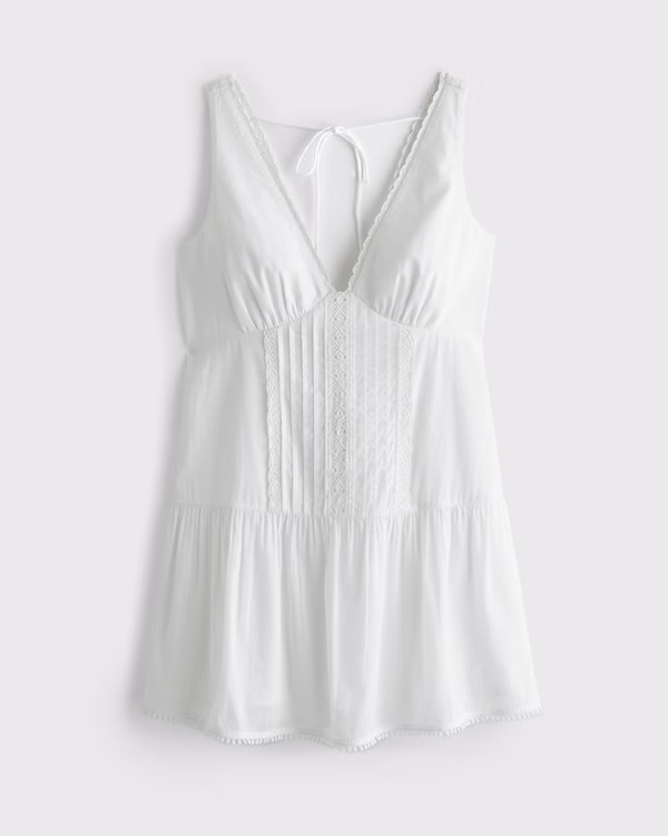 Women's V-Neck Lace-Trim Mini Dress | Women's Dresses & Jumpsuits | Abercrombie.com | Abercrombie & Fitch (US)