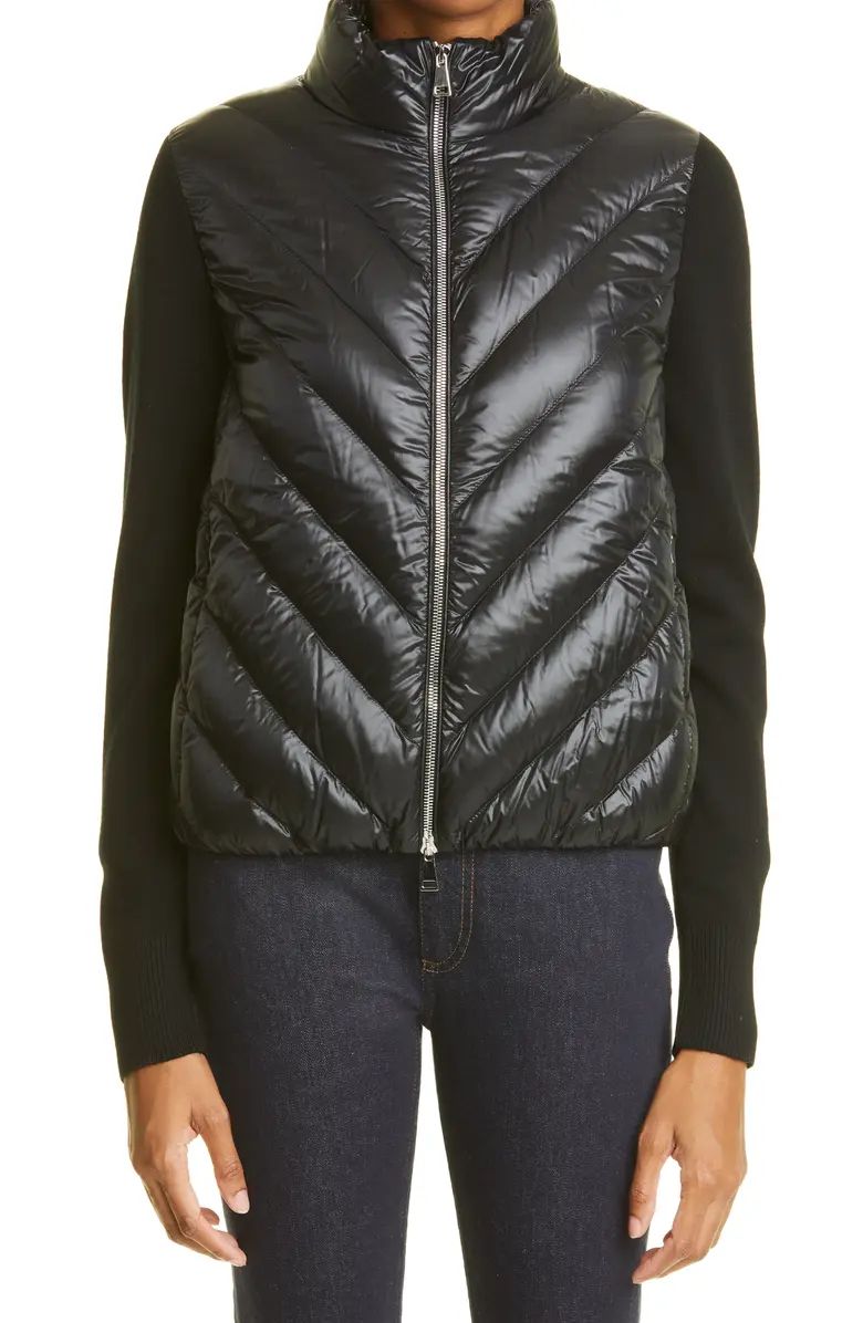 Quilted Down & Knit Cardigan | Nordstrom