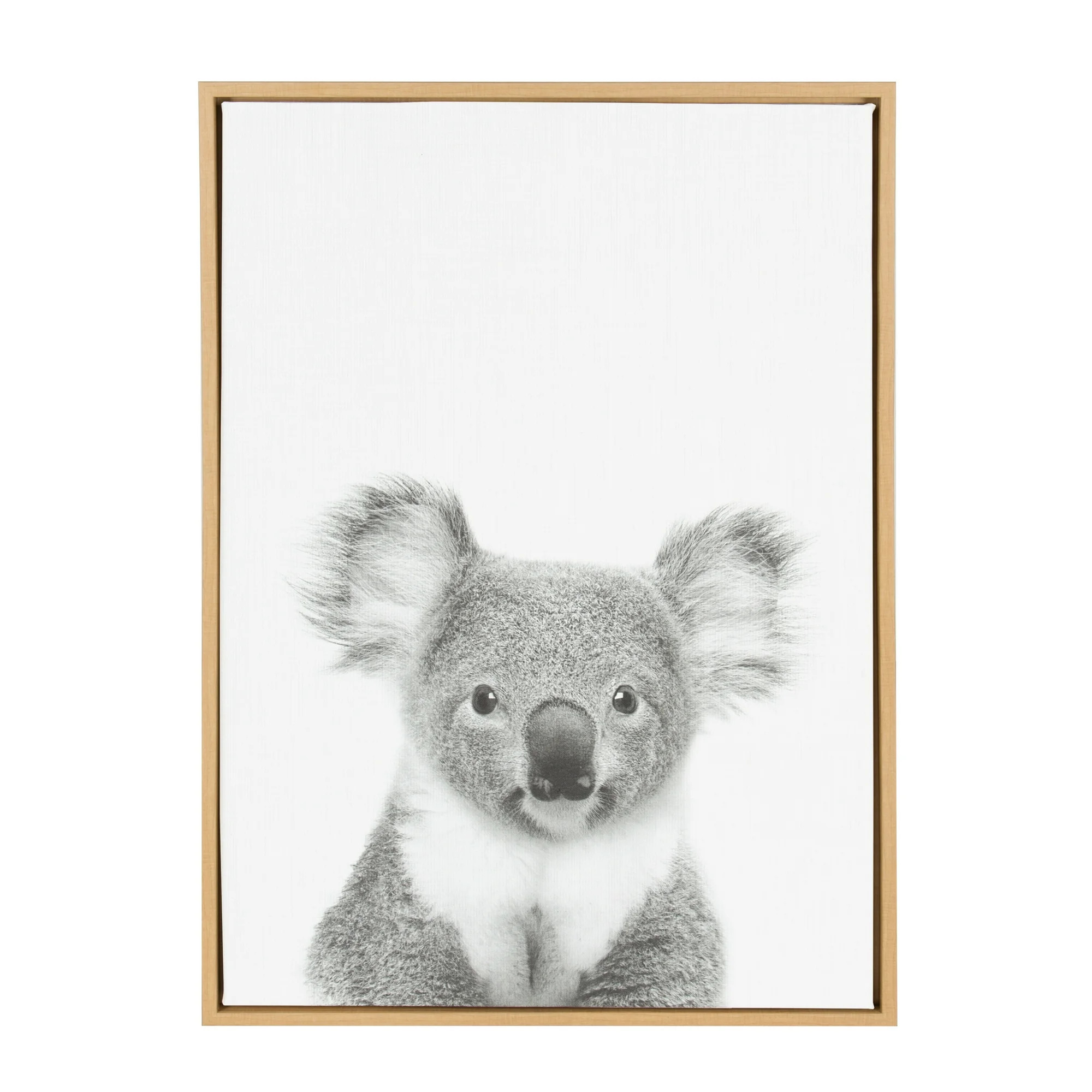 Kate and Laurel Sylvie Koala Black and White Animal Portrait Framed Canvas Wall Art, 23x33 Natura... | Walmart (US)