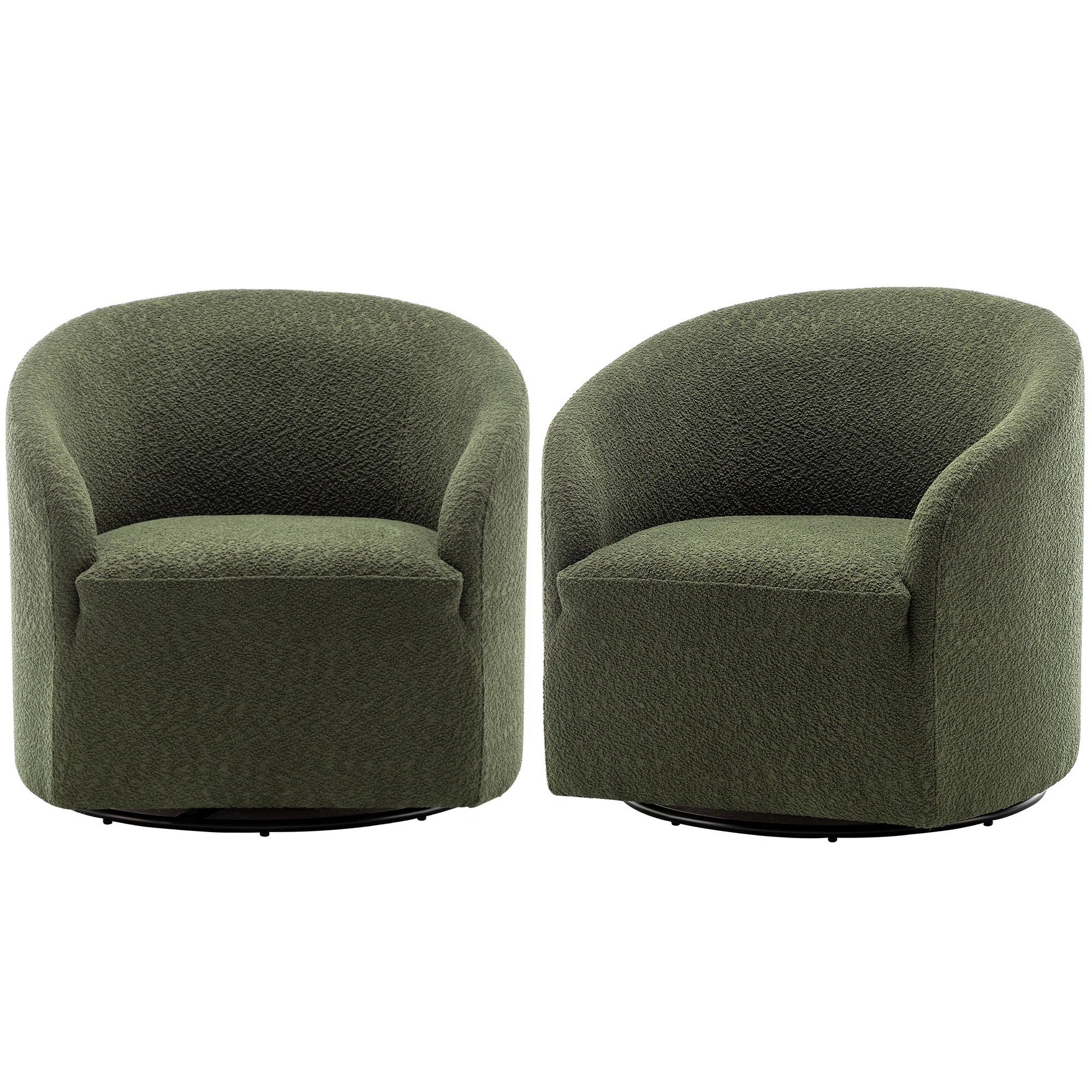 Manouch 32" Wide Boucle Upholstered Swivel Barrel Chair | Wayfair North America