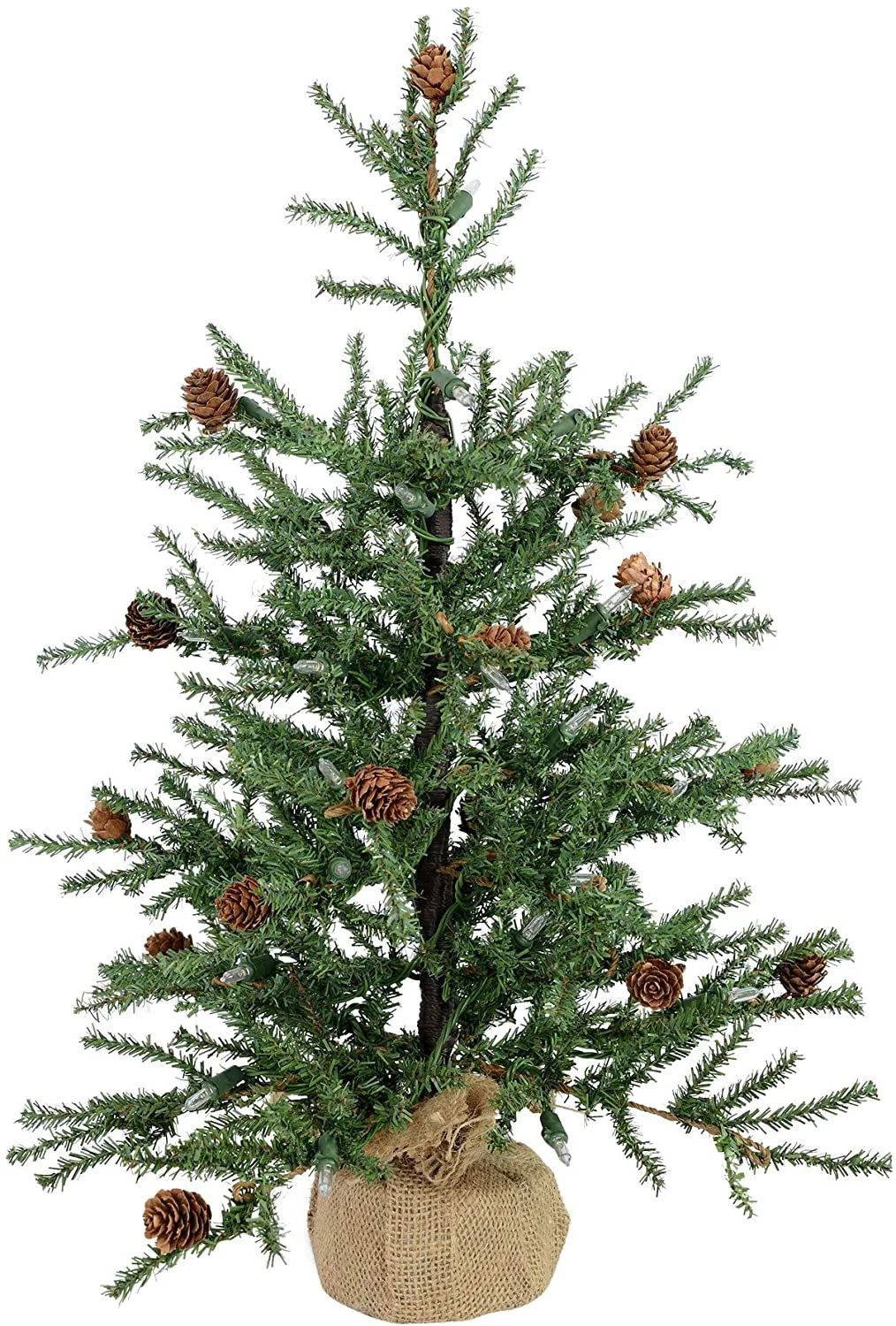 Vickerman Unlit Carmel Pine Artificial Christmas Tree Artificial Pine Cones Comes in Burlap Base,... | Walmart (US)
