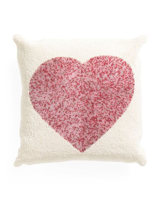 16x16 All Over Beaded Heart Pillow | TJ Maxx
