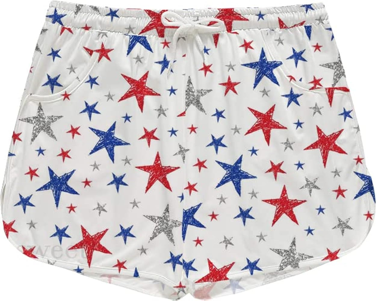 4th of July Women‘s Summer American Flag Stars Stripes Printed Red White Blue Swim Board Shorts | Amazon (US)
