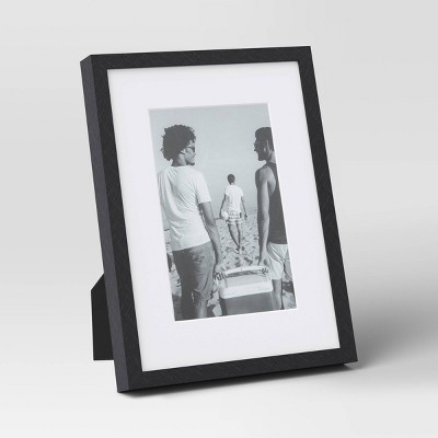 6"x 8" Matted to 4"x6" Thin Metal Table Frame Black - Threshold™: Modern Aluminum Photo Holder, Easel Back Display | Target