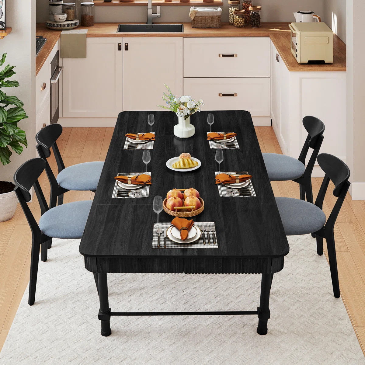 78.74'' Rectangular Farmhouse Dining Table With Drawer | Wayfair North America