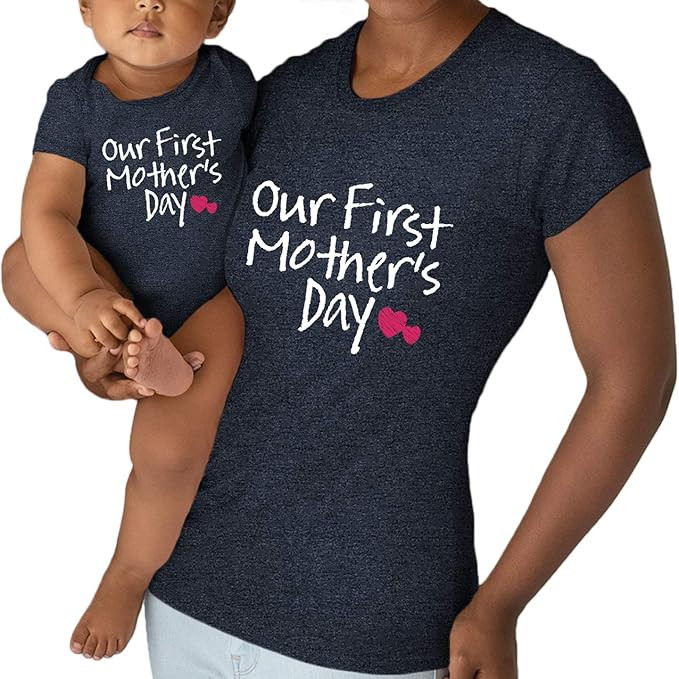 Our First Mothers Day Matching Outfit Baby Gifts for New mom Shirt for Daughter | Amazon (US)