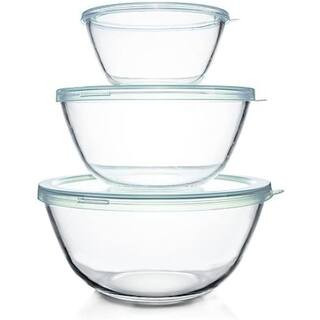 10.63in. 144fl.oz. Clear Transparent Glass Mixing Bowl Set Kitchen Storage Food Prep Dishwasher Safe (Set of 3) | The Home Depot
