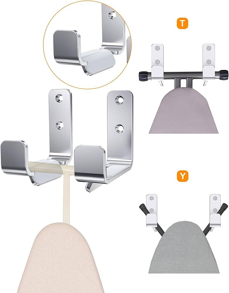 MUSVOH Ironing Board Wall Hook Modern Wall Mount Ironing Board Hanger for Laundry Rooms Rack Hang... | Amazon (US)