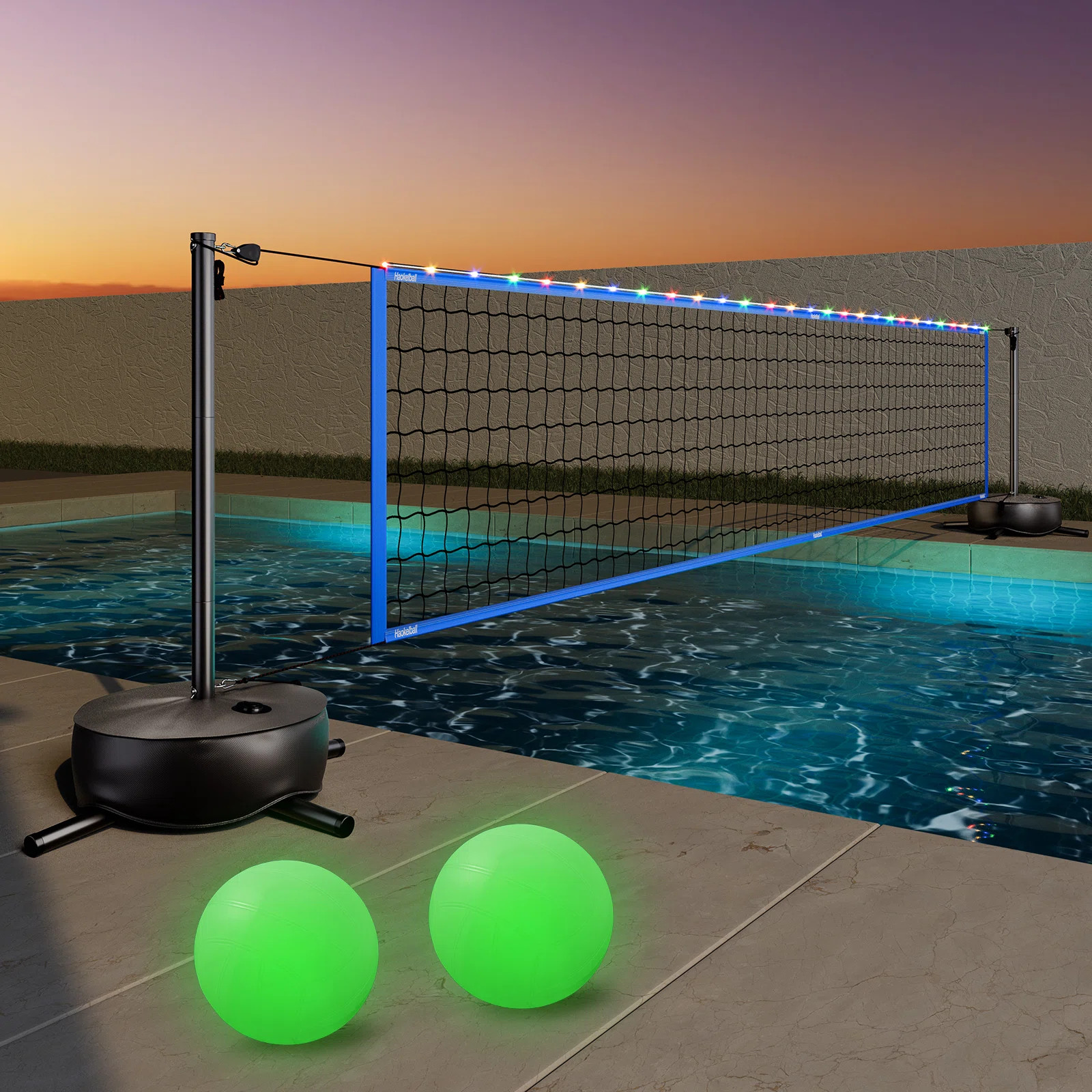OXYGIE Pool Volleyball Net Games Set With Ball Adjustable Up To 32 Feet Wide | Wayfair North America