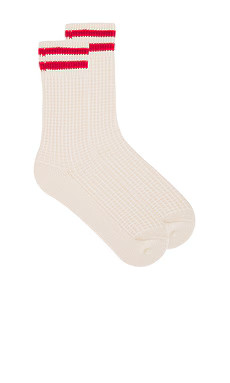 Free People Jackson Cozy Stripe Socks in Classic Red from Revolve.com | Revolve Clothing (Global)