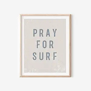 Pray For Surf Wall Art Prints Boho Beach Theme Home Decor | Inspirational Quotes for Beach House ... | Amazon (US)