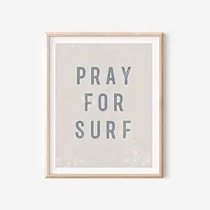 Pray For Surf Wall Art Prints Boho Beach Theme Home Decor | Inspirational Quotes for Beach House ... | Amazon (US)