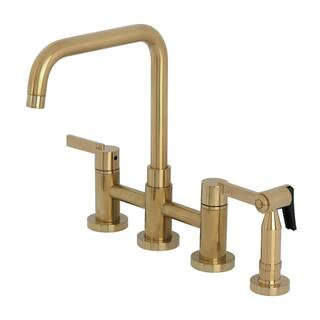 Continental 2-Handle Bridge Kitchen Faucet in Brushed Brass | The Home Depot
