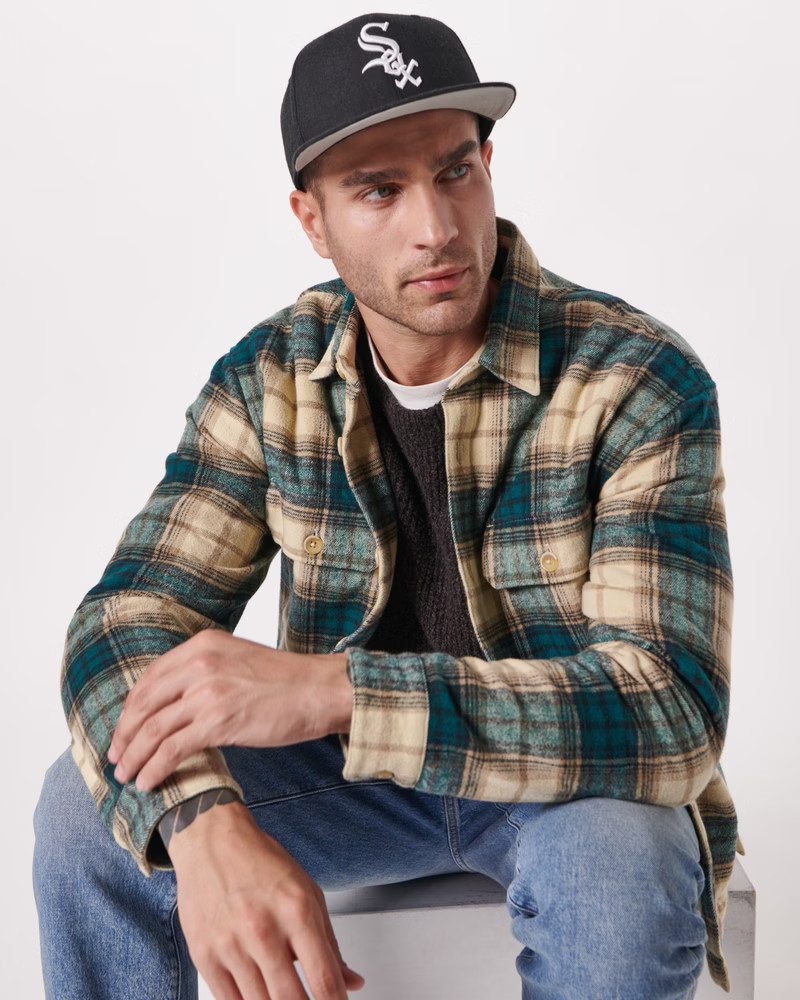 Men's Heavyweight Flannel Shirt Jacket | Men's Tops | Abercrombie.com | Abercrombie & Fitch (US)