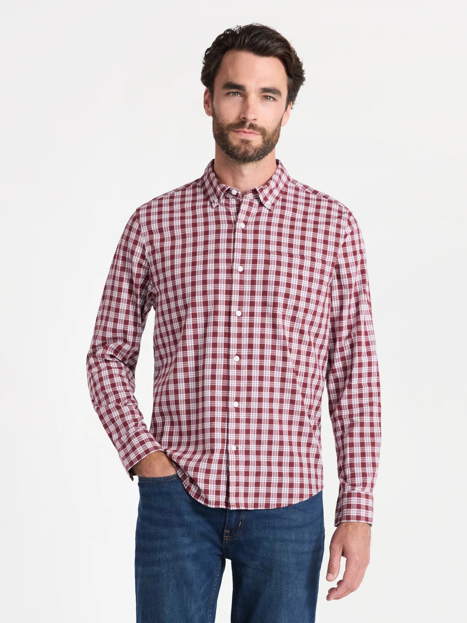 George Men's Poplin Shirt with Long Sleeves, Sizes S-3XL | Walmart (US)