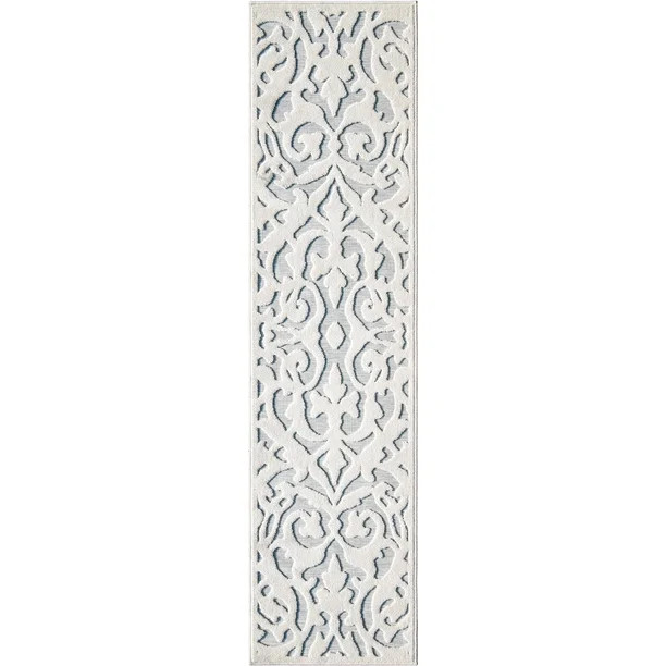 My Texas House Lady Bird, Modern Farmhouse, Damask, Indoor/ Outdoor Area Rug, Natural Blue, 1'11"... | Walmart (US)