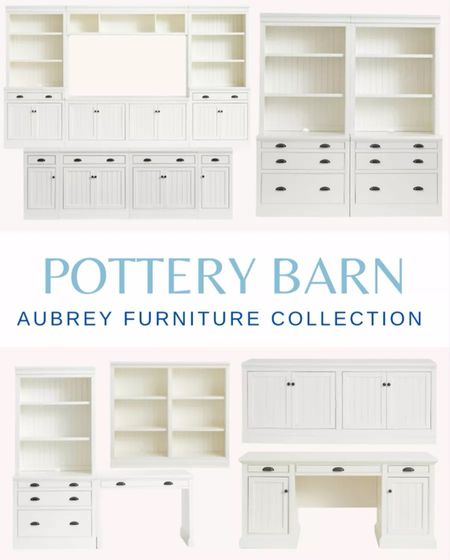 Pottery Barn Aubrey collection! Including entertainment center, white bookcase, white desk, white bookshelf, and white console. Perfect for coastal furniture and home decor lovers (5/18)

#LTKstyletip #LTKhome