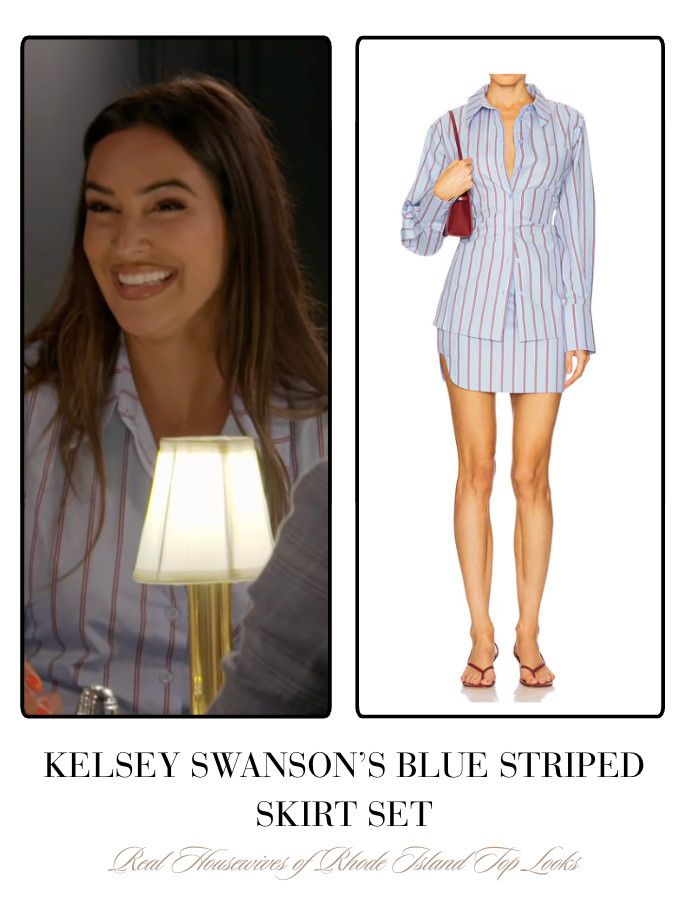 Kelsey Swanson's Blue Striped Skirt Set 

 