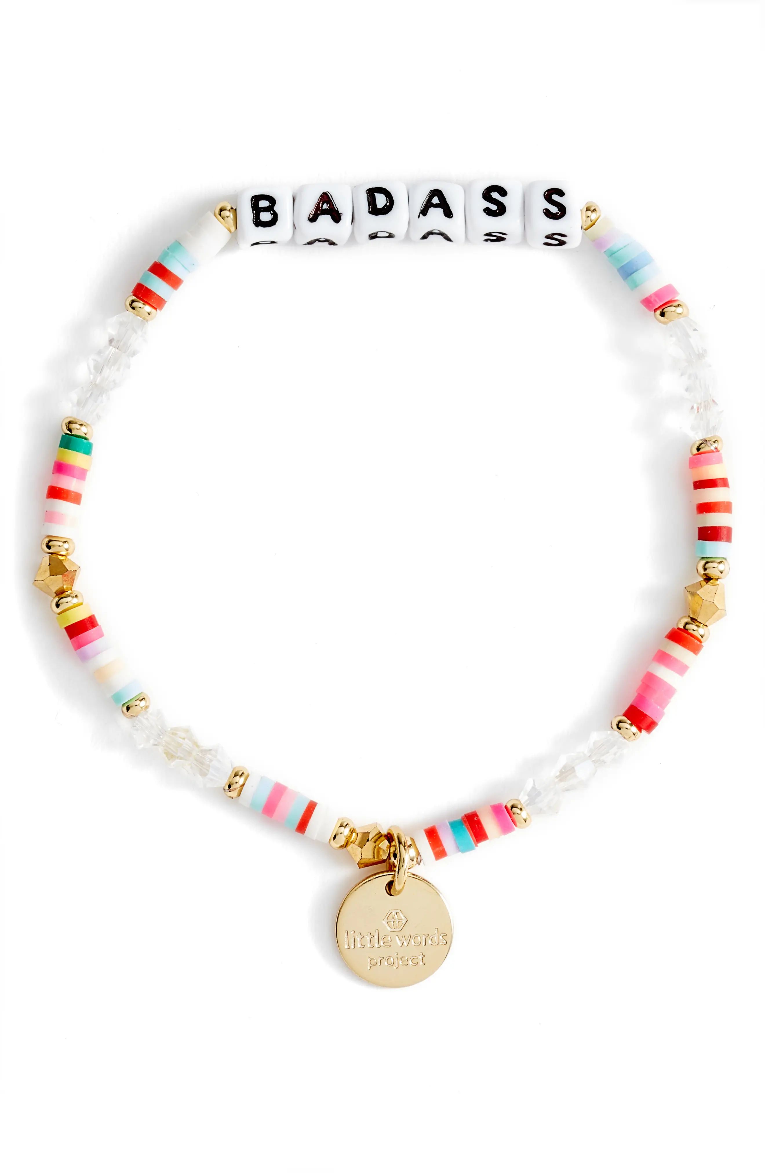 Little Words Project Badass Beaded Stretch Bracelet in Rainbow at Nordstrom, Size No Size | Nordstrom
