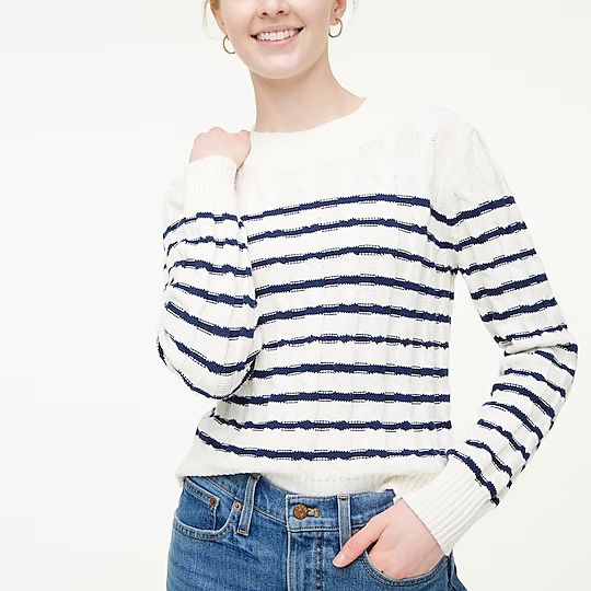Striped cable mockneck sweater | J.Crew Factory
