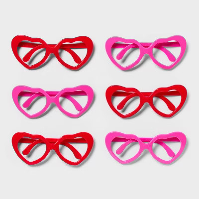 6ct Valentine's Day Heart Shaped Glasses Party Favor Set - Spritz™ | Target