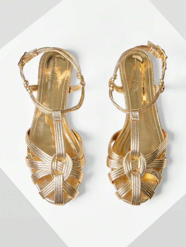 MOTF WOMEN'S GOLDEN SIMPLE FASHION CASUAL DAILY TRAVEL COMMUTER FLAT SANDALS | SHEIN