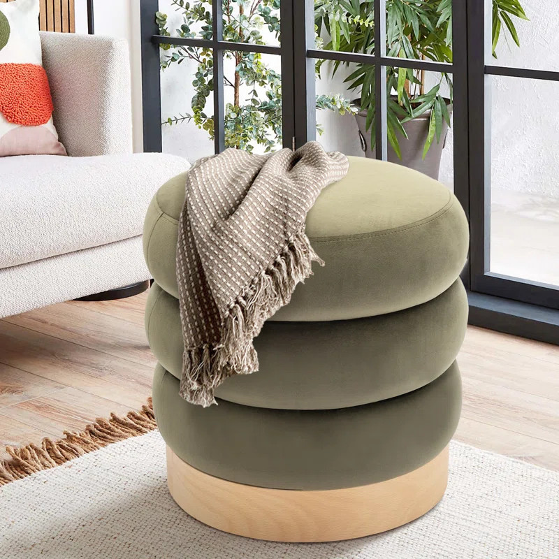 Carra 18'' Wide Round Upholstered Pouf Ottoman | Wayfair North America