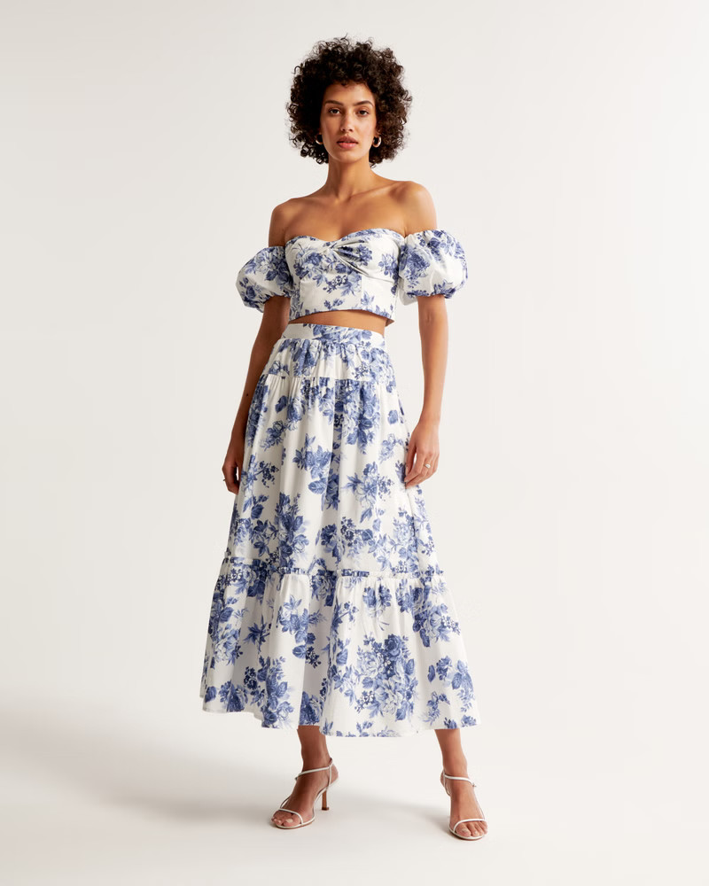 Women's Poplin Tiered Maxi Skirt | Women's New Arrivals | Abercrombie.com | Abercrombie & Fitch (US)