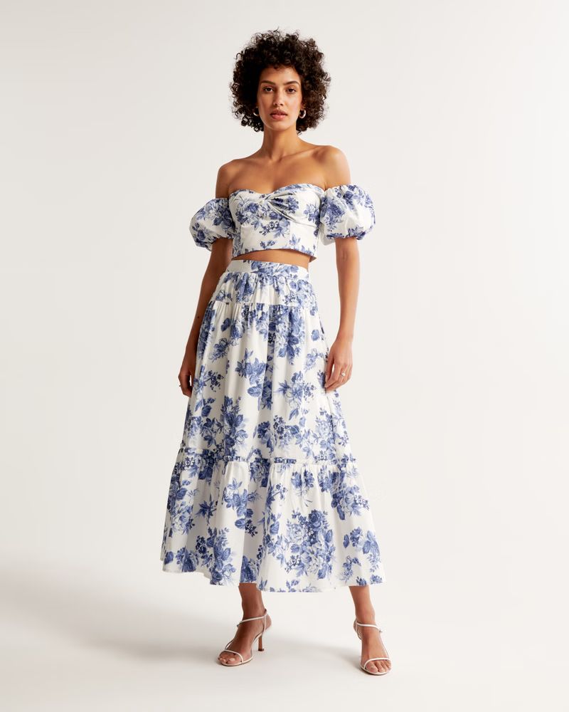 Women's Poplin Tiered Maxi Skirt | Women's 20% Off Select Styles | Abercrombie.com | Abercrombie & Fitch (US)