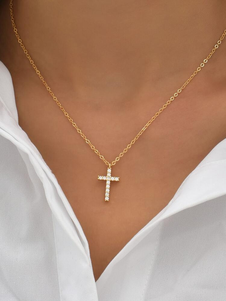 $1.60        
    (100+)
        
      1pc Cubic Zirconia Cross Charm Necklace Copper Jewelry
  ... | SHEIN
