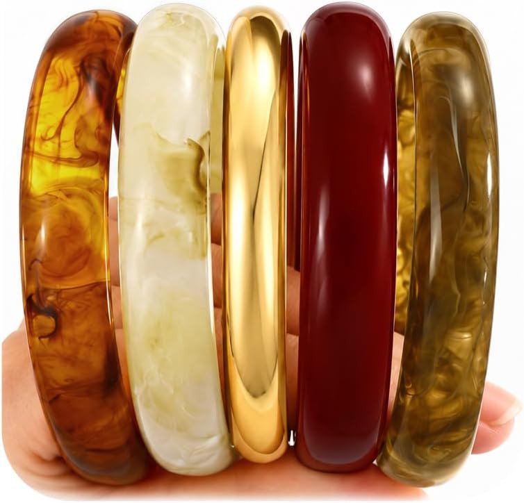 Dodder 5Pcs Chunky Acrylic Bangle for Women, Stackable Fashion Bracelet Set | Amazon (US)
