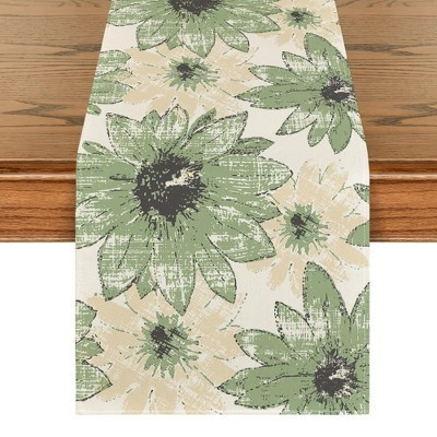 Green Retro Daisy Spring Table Runner, Seasonal Vintage Kitchen Dining Table Decoration | Target