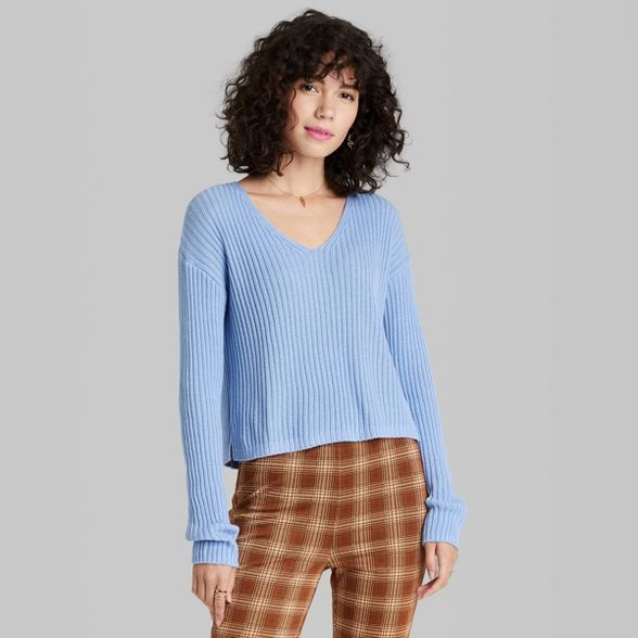 Women's V-Neck Rib Knit Pullover Sweater - Wild Fable™ | Target