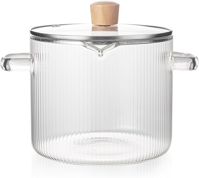 Simmer Pot with Lid, 2.3L Heat Resistant Borosilicate Glass Saucepan for Low Heat Cooking, Perfec... | Amazon (US)
