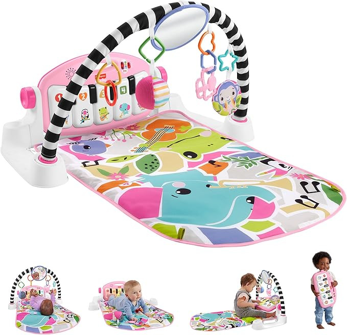 Fisher-Price Baby Playmat Glow and Grow Kick & Play Piano Gym, Pink Musical Learning Toy with Dev... | Amazon (US)