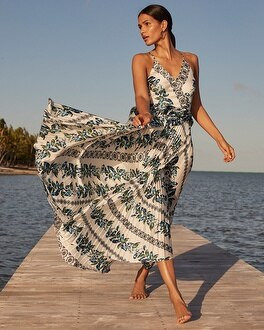 Halter Pleated Maxi Dress | White House Black Market