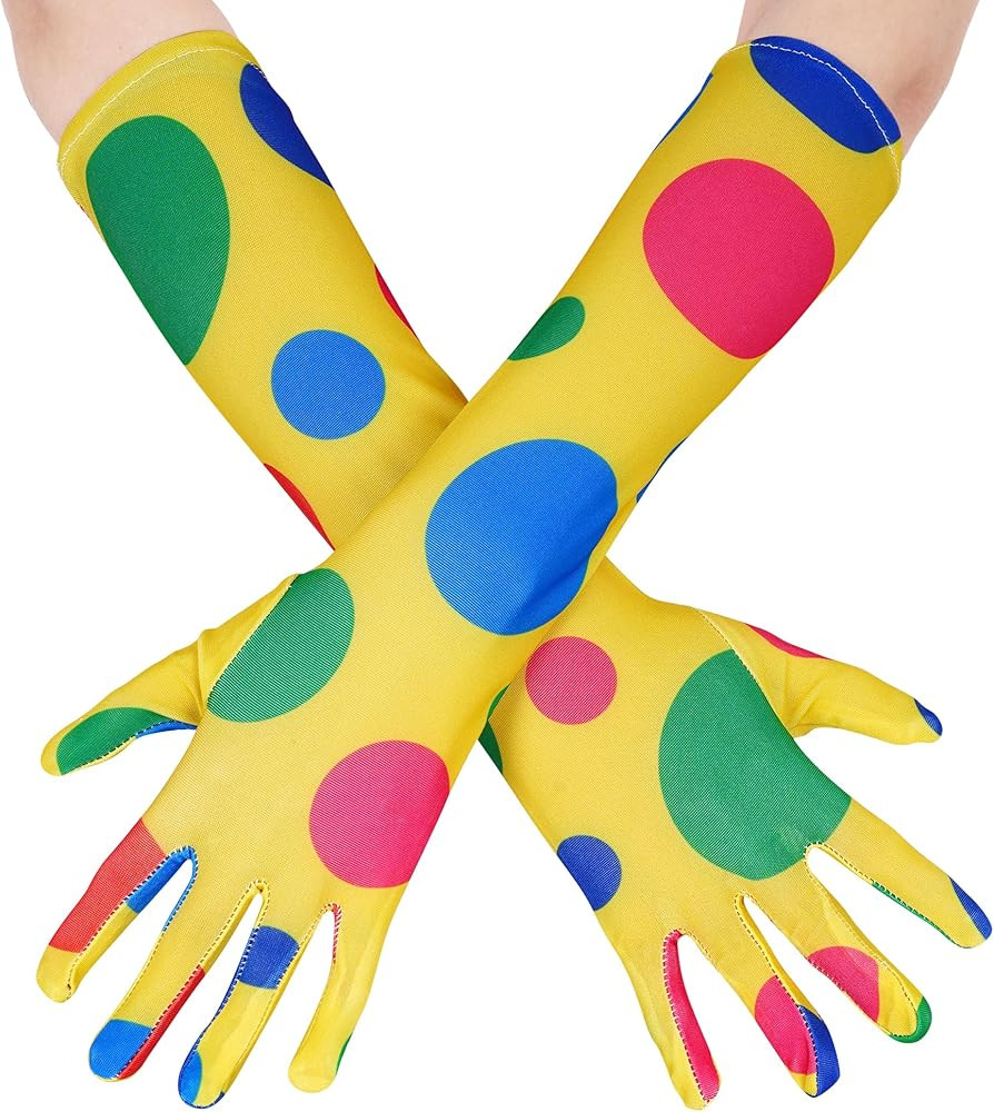 obmwang Multicolor Polka Dot Clown Gloves Elbow Length Costume Party Gloves for Halloween Cosplay... | Amazon (US)