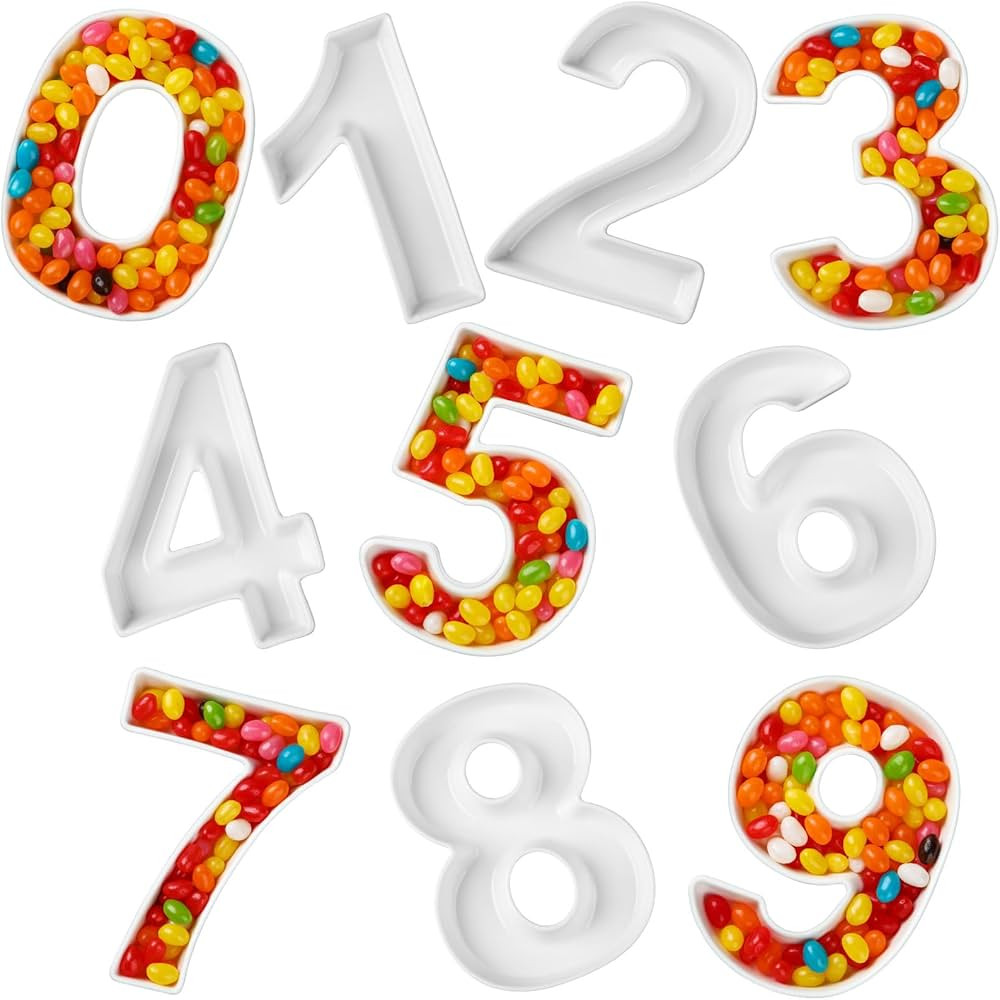 0-9 Ceramic Number Dish Sets 5.5 Inch White Decorative Number Trays for Food Charcuterie Serving ... | Amazon (US)