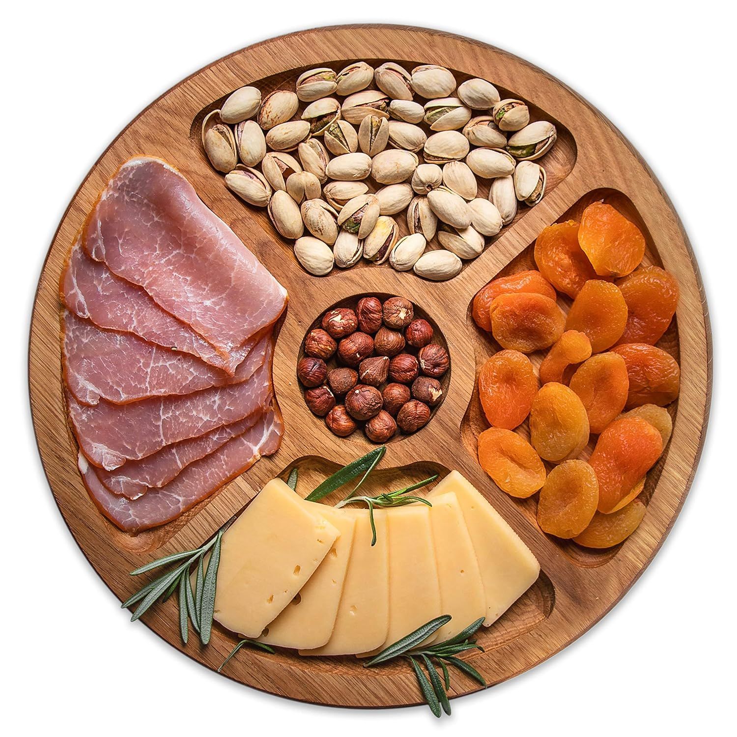 Round Wooden Plate Sectional Board, Handmade Serving Platter, Fall Charcuterie Board, Wooden Chee... | Amazon (US)